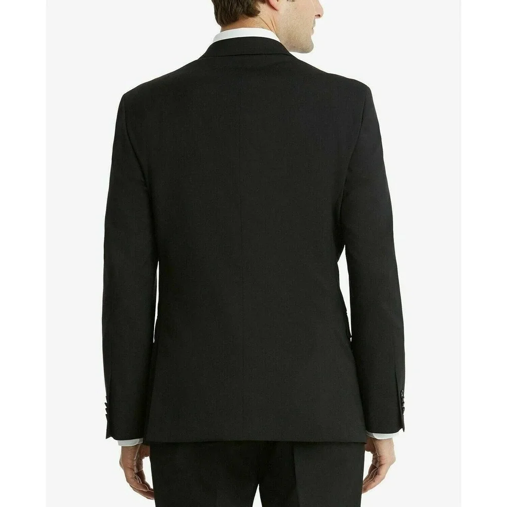 Tommy Hilfiger Mens Modern fit Suit Jacket Blazer 40R Black Solid Wool Blend